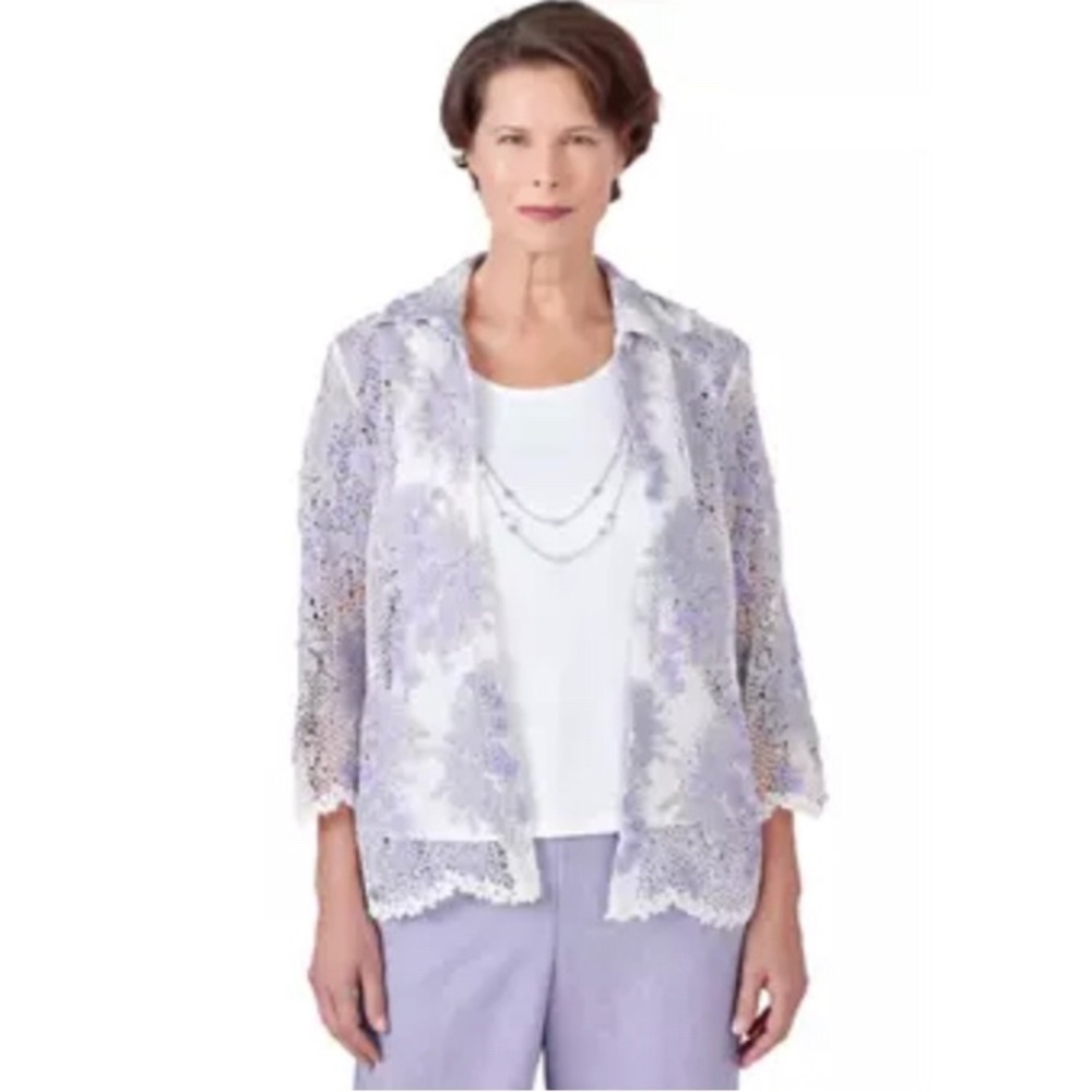 NEW Alfred‎ Dunner Isn't It Romantic Floral Lace Two for One Top